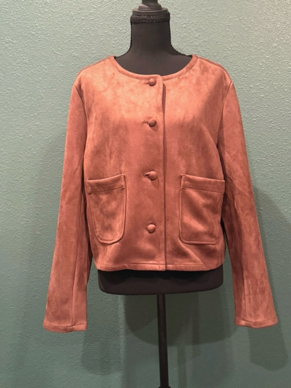 a new day Caramel  Suede Button-Up Jacket